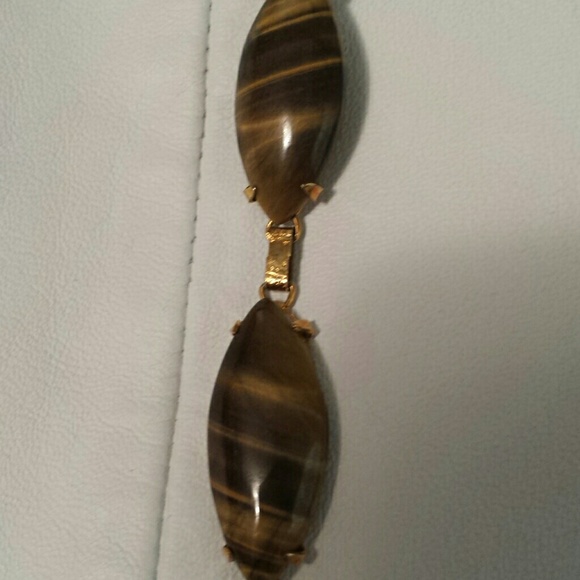 Vintage Genuine Tiger Eye & Jade 3 Piece Set - Bracelet, Earrings & Necklace - Picture 5 of 6